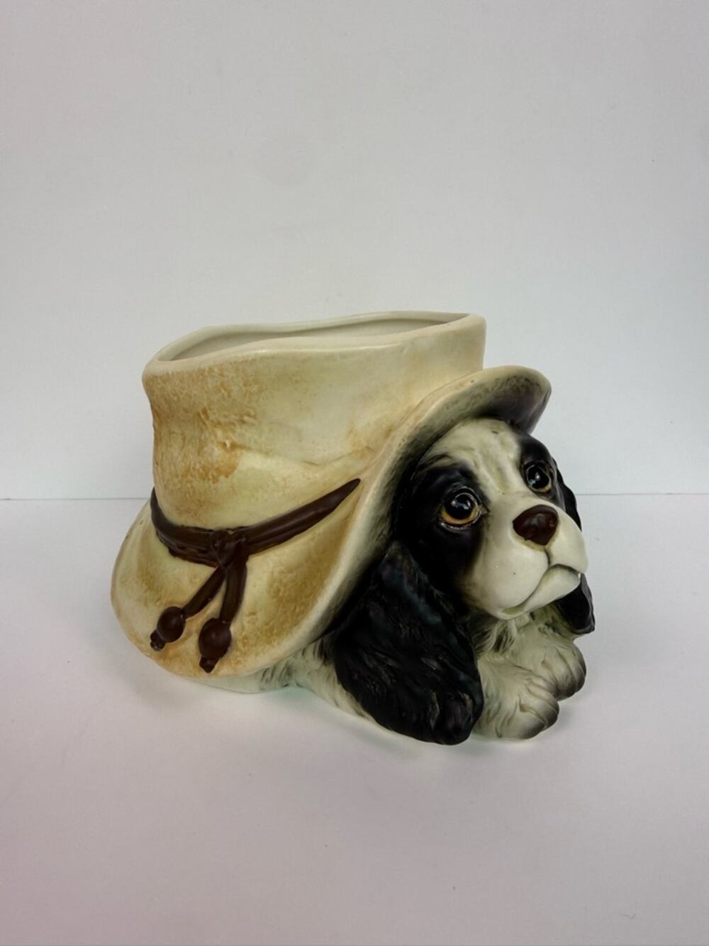 Vintage Inarco Japan Spaniel Dog Western Hat Planter Ceramic EC435 MCM Cottage